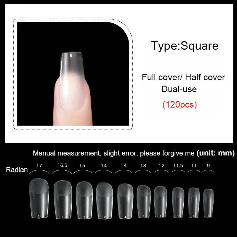 False Nails New Matte Tips Fake Nail Capsule Press on Coffin/Stiletto/Almond/Square/Oval Nail Art Practice Manicure Tool