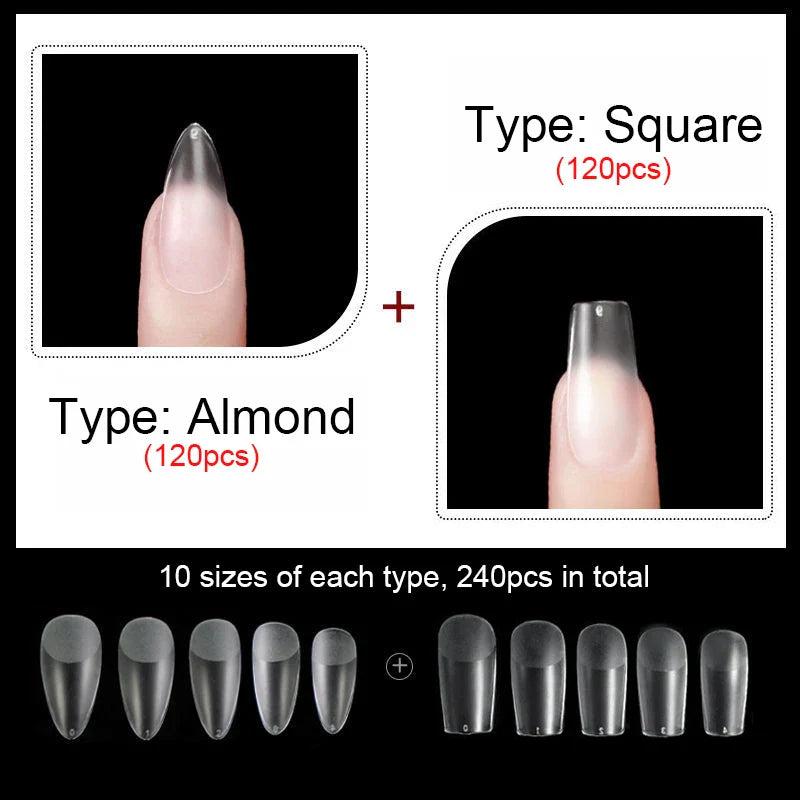 False Nails New Matte Tips Fake Nail Capsule Press on Coffin/Stiletto/Almond/Square/Oval Nail Art Practice Manicure Tool