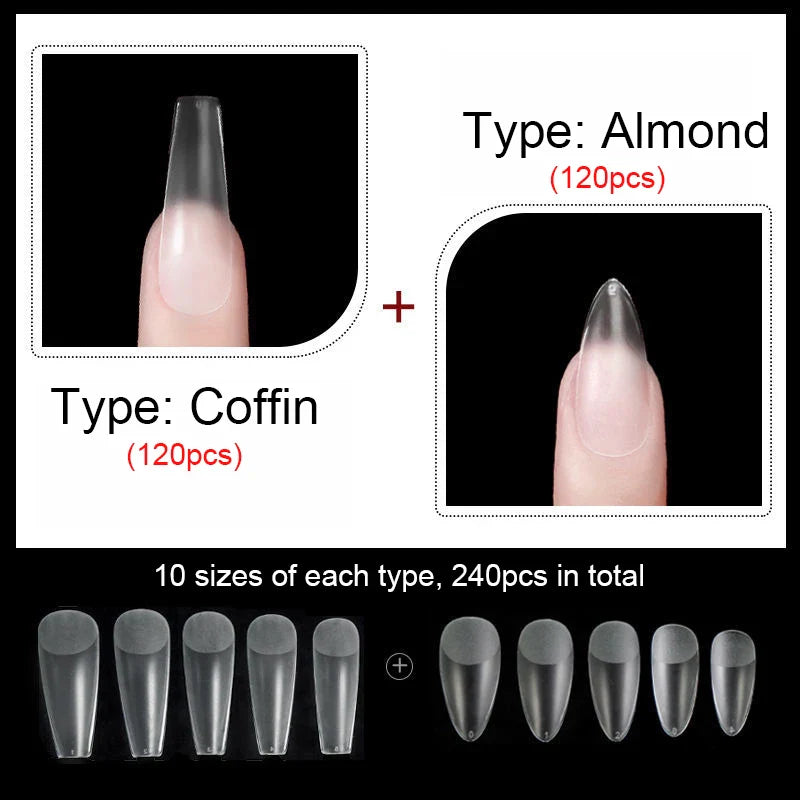 False Nails New Matte Tips Fake Nail Capsule Press on Coffin/Stiletto/Almond/Square/Oval Nail Art Practice Manicure Tool