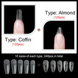 False Nails New Matte Tips Fake Nail Capsule Press on Coffin/Stiletto/Almond/Square/Oval Nail Art Practice Manicure Tool