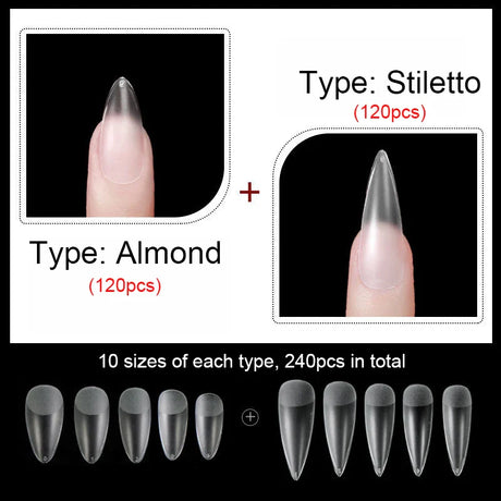 False Nails New Matte Tips Fake Nail Capsule Press on Coffin/Stiletto/Almond/Square/Oval Nail Art Practice Manicure Tool