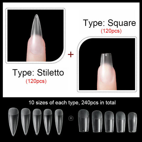 False Nails New Matte Tips Fake Nail Capsule Press on Coffin/Stiletto/Almond/Square/Oval Nail Art Practice Manicure Tool