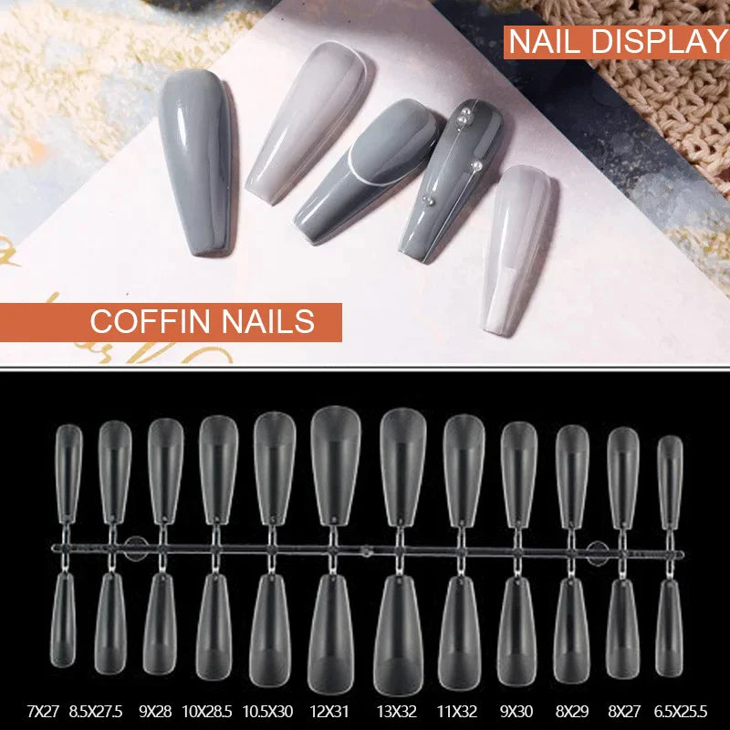 False Nails New Matte Tips Fake Nail Capsule Press on Coffin/Stiletto/Almond/Square/Oval Nail Art Practice Manicure Tool