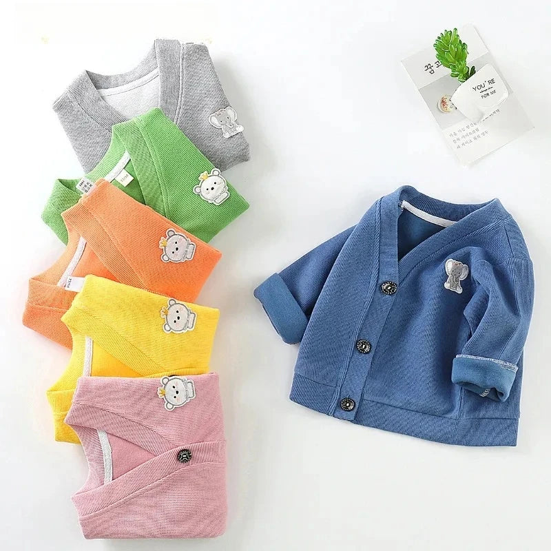 Fashion Baby Coats Sweater Children Cardigan Jackets Tops V-Neck Toddler Kids Outwear Long Sleeve Newborn Infant Clothing 0-3Y