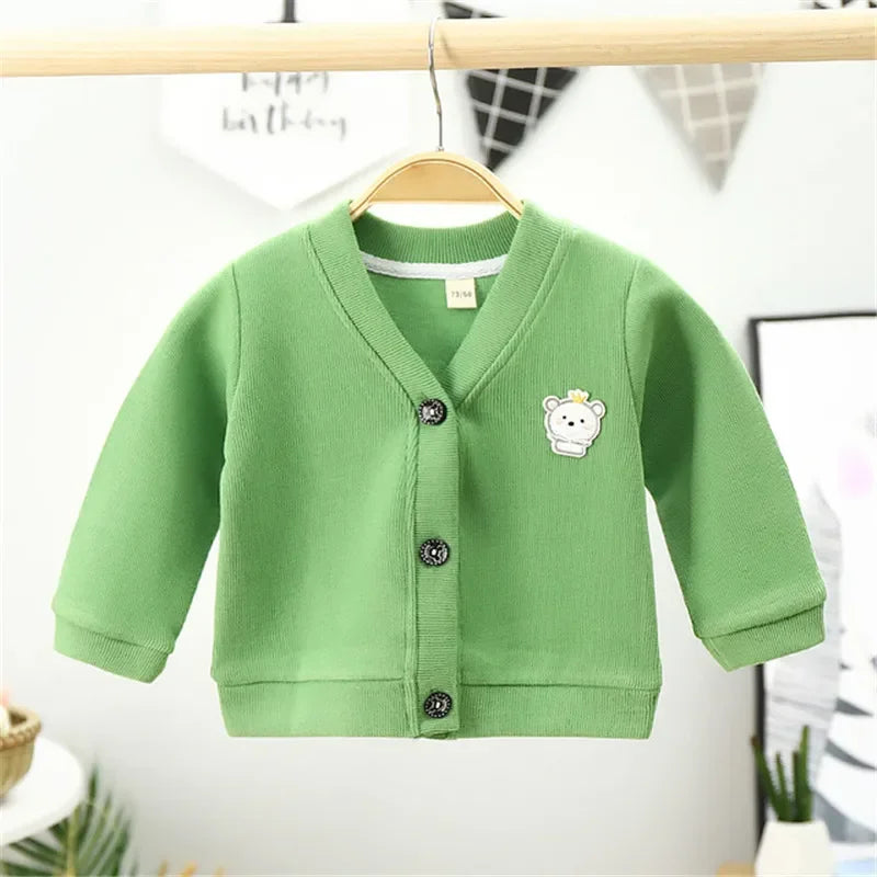 Fashion Baby Coats Sweater Children Cardigan Jackets Tops V-Neck Toddler Kids Outwear Long Sleeve Newborn Infant Clothing 0-3Y