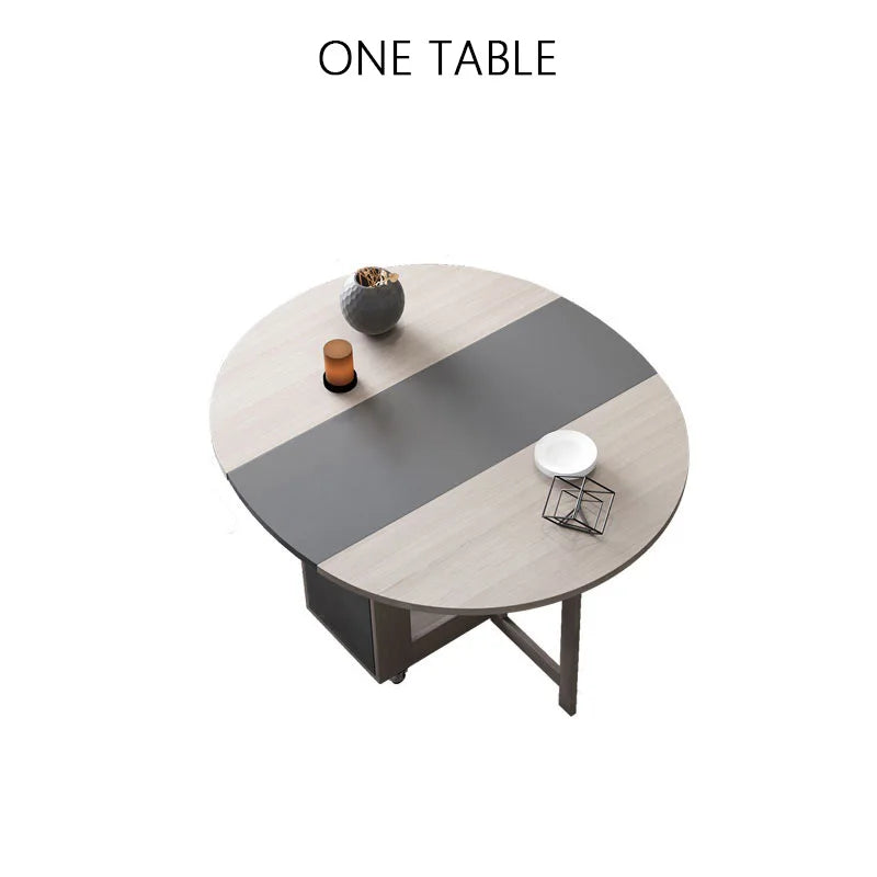 Fashion Folding Dining Table Furniture Multifunctional Round Movable Dining Table with Folding Chairs