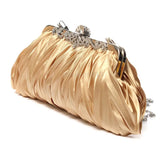 Fashion Lady Party Wedding Handbag Purse Girl Soft Evening Bag Bridal Women Satin Crystal Clutch