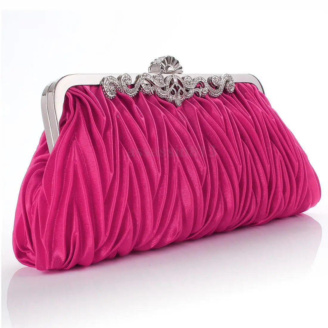 Fashion Lady Party Wedding Handbag Purse Girl Soft Evening Bag Bridal Women Satin Crystal Clutch