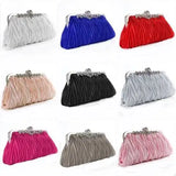 Fashion Lady Party Wedding Handbag Purse Girl Soft Evening Bag Bridal Women Satin Crystal Clutch