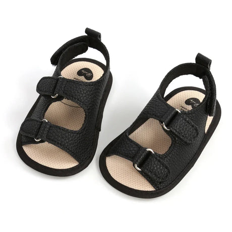 Fashion PU Leather Baby Boys Girls Shoes Summer Flower Princess Sandals Anti-Slip Infant Flat Beach Shoes With Criss Cross Strap