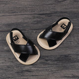 Fashion PU Leather Baby Boys Girls Shoes Summer Flower Princess Sandals Anti-Slip Infant Flat Beach Shoes With Criss Cross Strap