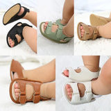 Fashion PU Leather Baby Boys Girls Shoes Summer Flower Princess Sandals Anti-Slip Infant Flat Beach Shoes With Criss Cross Strap