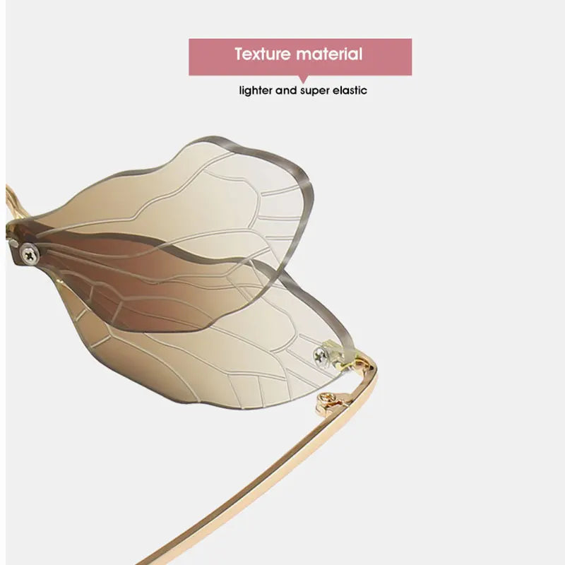 Fashion Rimless Sunglasses Women Designer Dragonfly Clear Lens Steampunk Glasses Women Sunglasses Steampunk Glasses