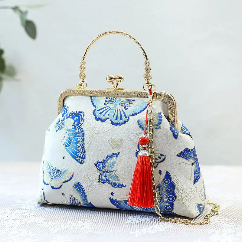 Fashion Vintage Fringe Bag Small Shell Bags Chain Women Shoulder Crossbody Bag Crane Flying Women's Handbags Purses