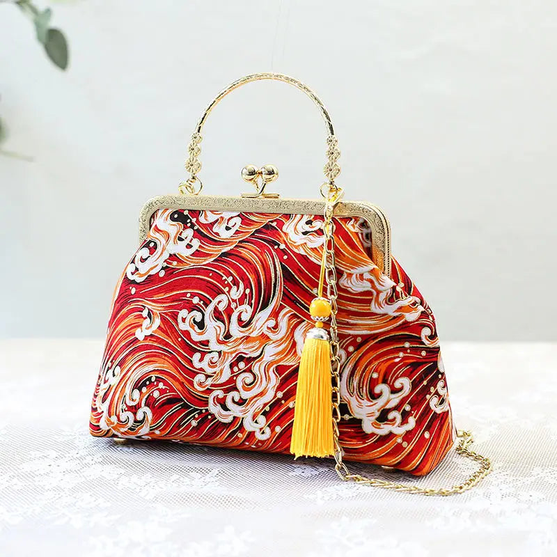 Fashion Vintage Fringe Bag Small Shell Bags Chain Women Shoulder Crossbody Bag Crane Flying Women's Handbags Purses