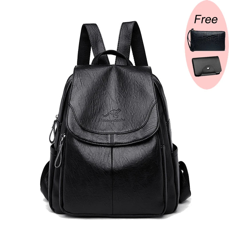 Fashion Women Backpack Luxury Designer Ladies Anti-theft Backpack Soft Leather School Bags Large Capacity Travel Bags Mochila