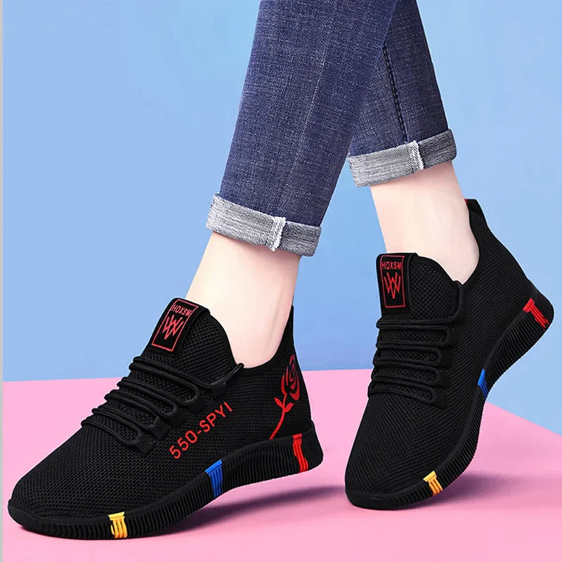 Fashion Women Running Shoes 2023 Rose Soft Sneakers Woman Athletic Breathable Women Sport Shoes Basket Mesh ShoesTenis Feminino