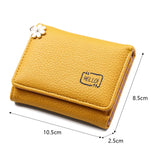 Fashion Women’s Short Wallet Ladies Small Card Holder Print Lychee Pattern Cute Yellow Two-fold Flower Tassel Female Coin Bags