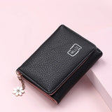 Fashion Women’s Short Wallet Ladies Small Card Holder Print Lychee Pattern Cute Yellow Two-fold Flower Tassel Female Coin Bags