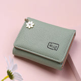 Fashion Women’s Short Wallet Ladies Small Card Holder Print Lychee Pattern Cute Yellow Two-fold Flower Tassel Female Coin Bags