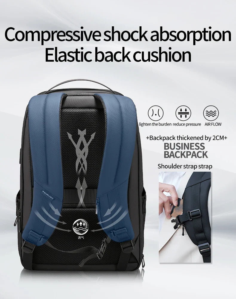 Fenruien Business Waterproof Backpacks USB Charging Men Backpack Fit 15.6 Inch Laptop Travel 35L Large Capacity Backpack