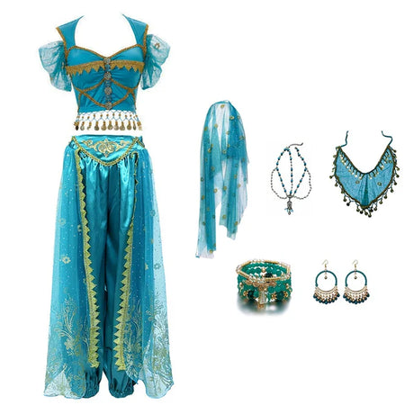 Festival Arabian Princess Costumes Indian Dance Embroider Bollywood Jasmine Costume Party Cosplay Jasmine Princess Fancy Outfit