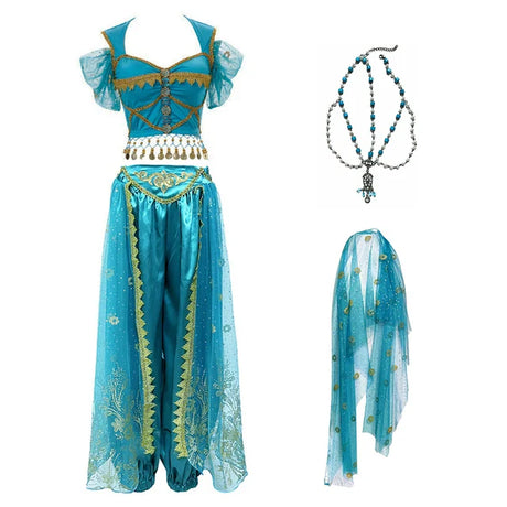 Festival Arabian Princess Costumes Indian Dance Embroider Bollywood Jasmine Costume Party Cosplay Jasmine Princess Fancy Outfit