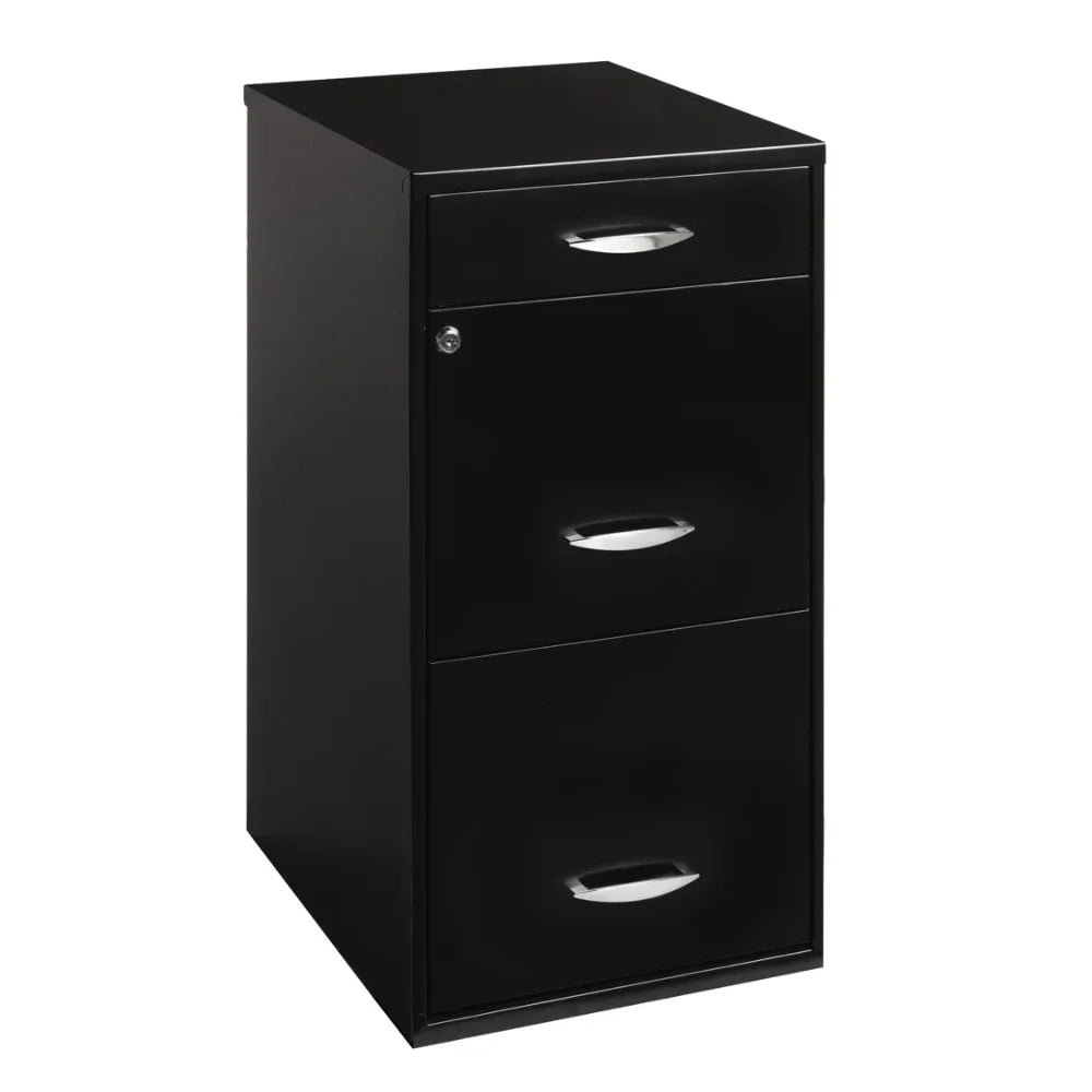 Filing Cabinet 18"W, 3-Drawer Organizer File, Black