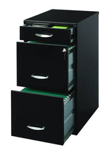 Filing Cabinet 18"W, 3-Drawer Organizer File, Black