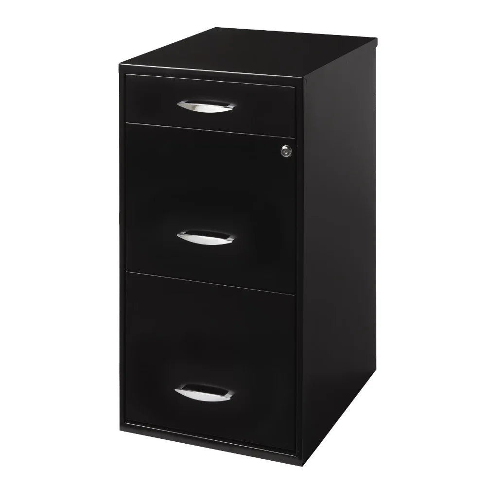 Filing Cabinet 18"W, 3-Drawer Organizer File, Black