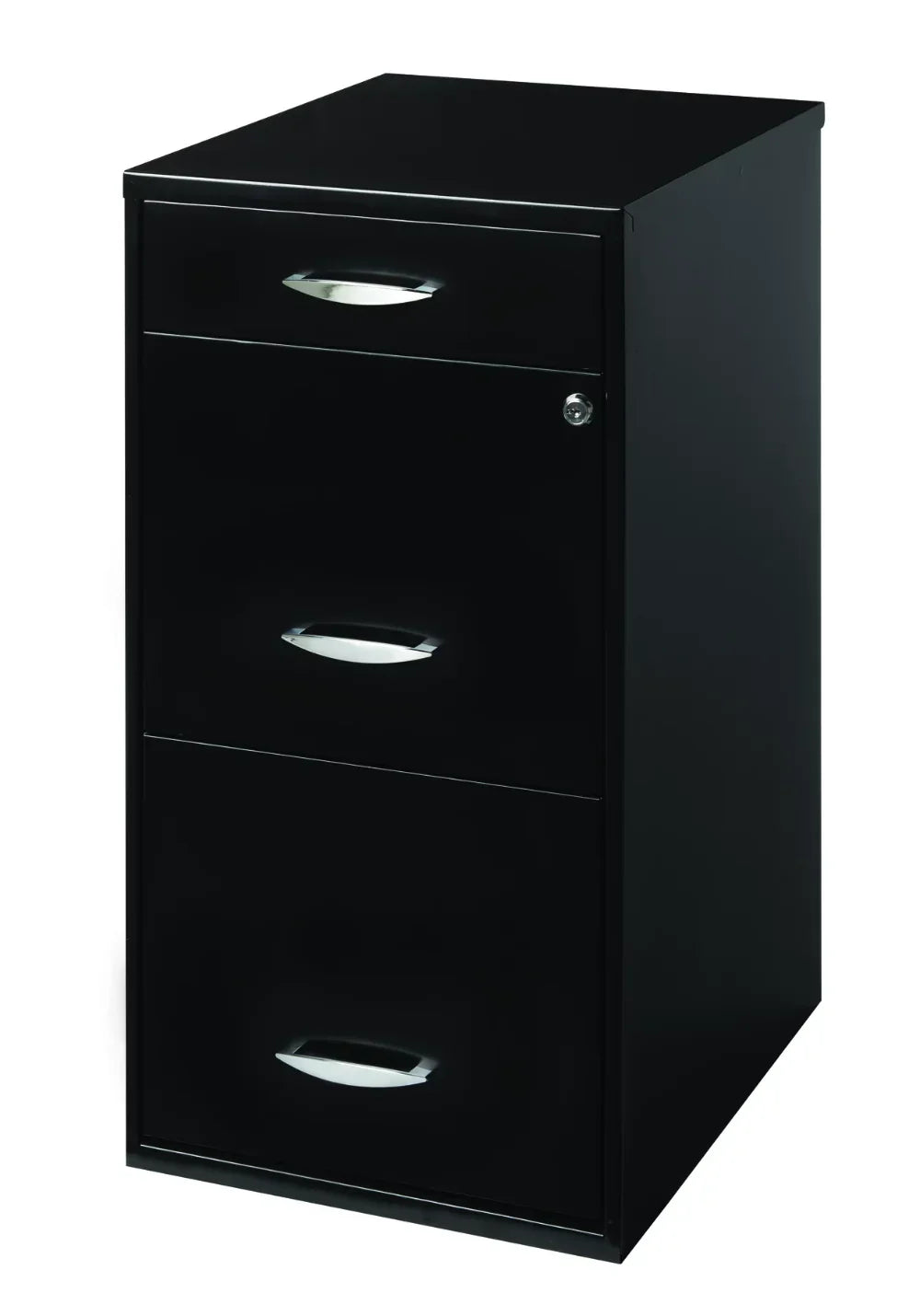 Filing Cabinet 18"W, 3-Drawer Organizer File, Black