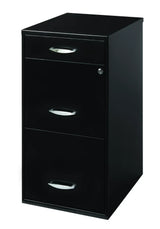 Filing Cabinet 18"W, 3-Drawer Organizer File, Black