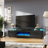 Fireplace TV Stand 70" Modern High Gloss Entertainment Center LED Lights, 2 Tier TV Console Cabinet for TVs Up to 80"