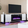 Fireplace TV Stand 80" Modern High Gloss Entertainment Center LED Lights, U-Shaped Legs TV Console Cabinet for TVs Up to 90"