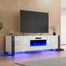 Fireplace TV Stand 80" Modern High Gloss Entertainment Center LED Lights, U-Shaped Legs TV Console Cabinet for TVs Up to 90"