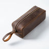 First Layer Cowhide Pencil Bag Square Retro Crazy Horse Leather Zipper Simple Large-capacity Pencil Case Stationery Bag