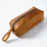 First Layer Cowhide Pencil Bag Square Retro Crazy Horse Leather Zipper Simple Large-capacity Pencil Case Stationery Bag