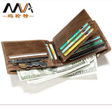 First layer cowhide horizontal square men·s money clip  Retro anti-theft brush card wallet Two-fold genuine leather men·s wallet