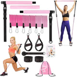 Fitness Yoga Pilates Bar Kit with Resistance Bands Portable Home Gym Pilates Resistance Bar Kit for Women Full Body Workouts