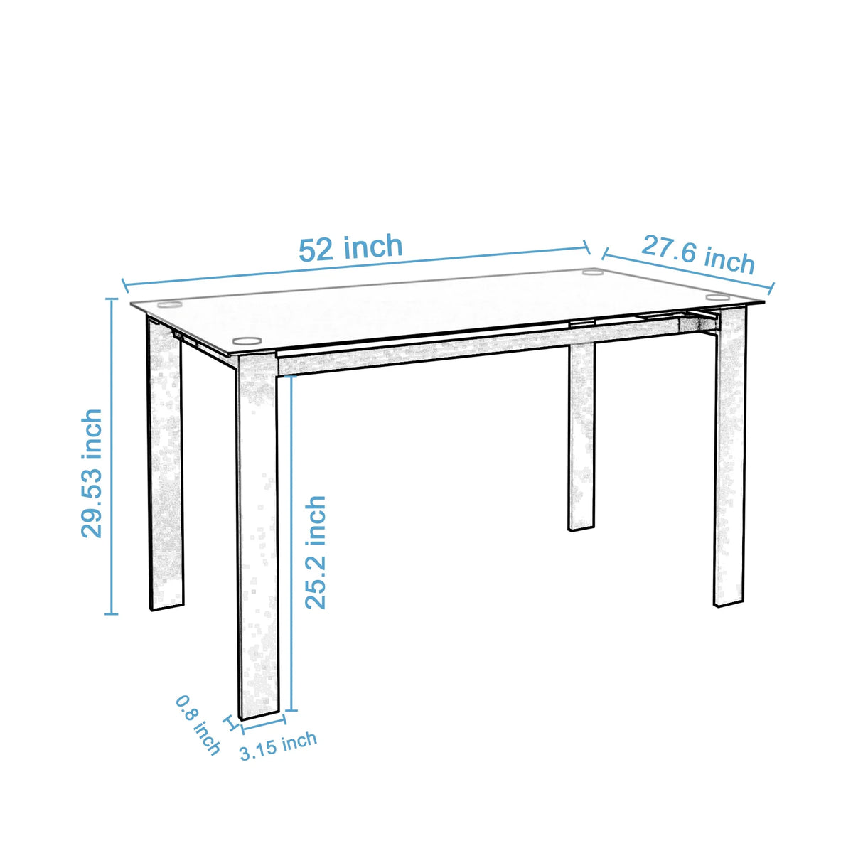 [Flash Sale]7-Piece Dining Table Chair Set 1 Glass Dining Table 6 PU Chair Ideal for Kitchen Dining Room[US-W]