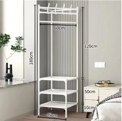 Floor Corner Rack Clothes Rack Jackets Coat Rack Children Room Shelves Shoes Storage Shelves with Hanger Home Furniture Supplies