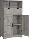 Floor Storage Cabinet with 2 Adjustable Drawers & 2 Barn Doors, Standing Cupboard with 2 Shelf, for Living Room