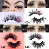 Fluffy 25MM Mink Eyelashes Colored Lashes With Glitter Bulk Wholesale Pink White Red Blue 5D Mink Lashes Supplies Makeup Tools