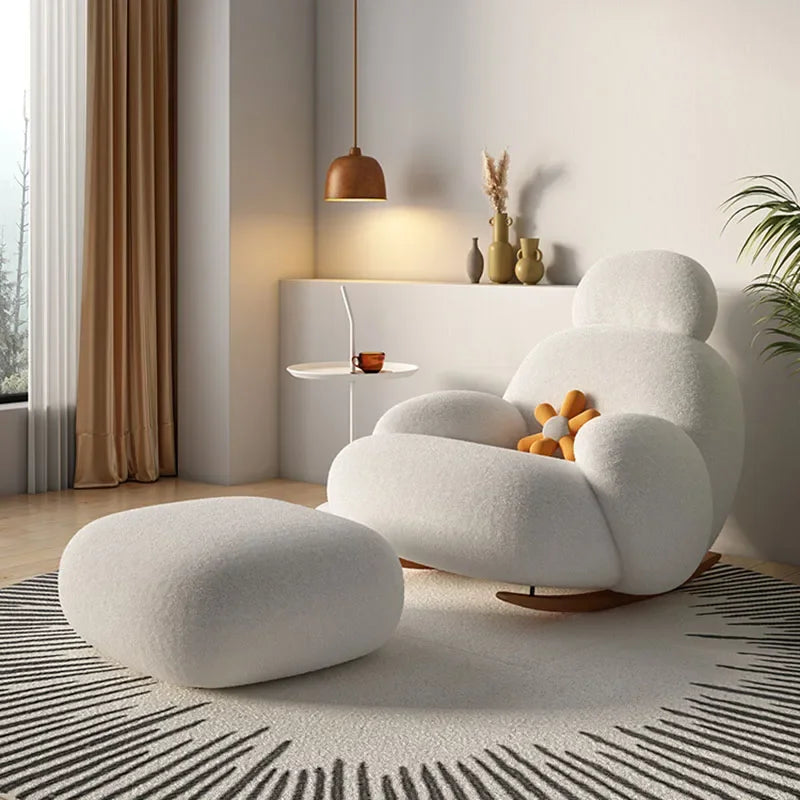 Fluffy White Living Room Chair Modern Cute Floor Ergonomic Living Room Chair Lounge Recliner Meuble Salon Home Furniture