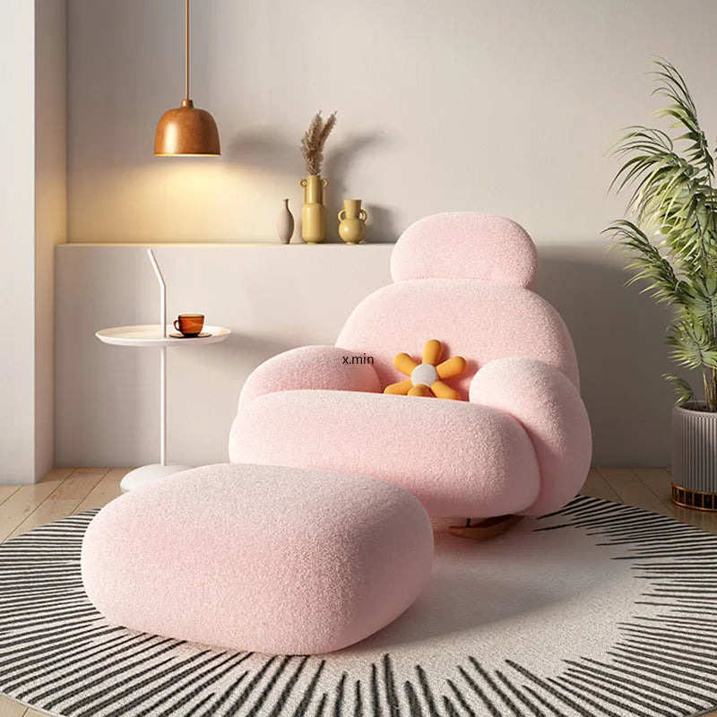 Fluffy White Living Room Chair Modern Cute Floor Ergonomic Living Room Chair Lounge Recliner Meuble Salon Home Furniture