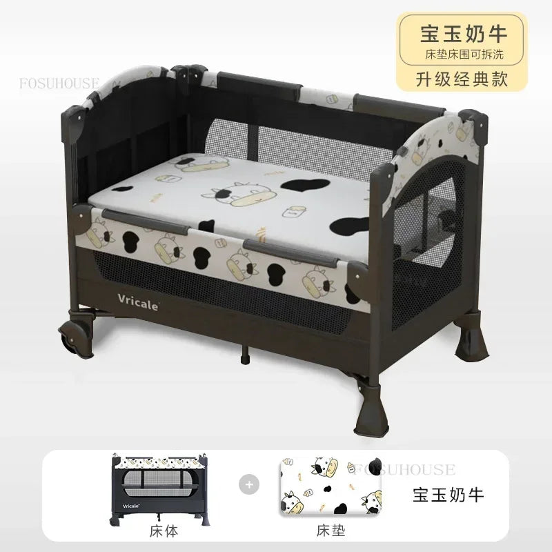 Foldable Baby Cradle Bed Multi-functional Children's Beds Portable Mobile Newborn Splicing Large Bed Modern Children's Furniture