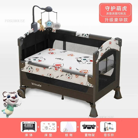 Foldable Baby Cradle Bed Multi-functional Children's Beds Portable Mobile Newborn Splicing Large Bed Modern Children's Furniture