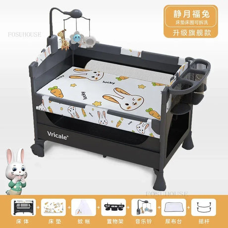 Foldable Baby Cradle Bed Multi-functional Children's Beds Portable Mobile Newborn Splicing Large Bed Modern Children's Furniture