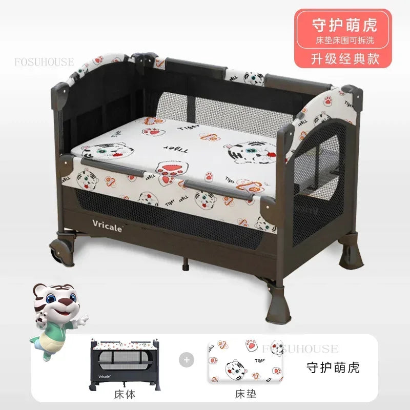 Foldable Baby Cradle Bed Multi-functional Children's Beds Portable Mobile Newborn Splicing Large Bed Modern Children's Furniture