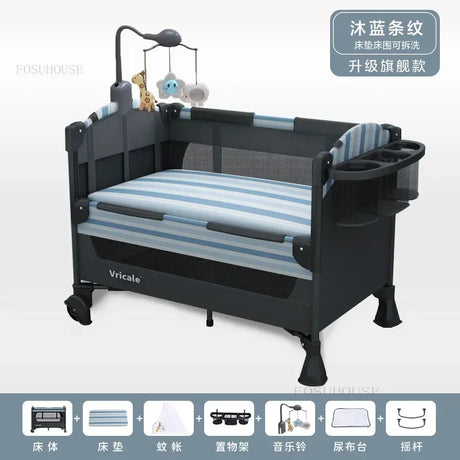 Foldable Baby Cradle Bed Multi-functional Children's Beds Portable Mobile Newborn Splicing Large Bed Modern Children's Furniture